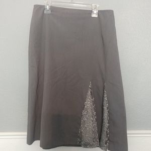APOSTROPHE Size 8 Gray Lace Detail A-Line Skirt